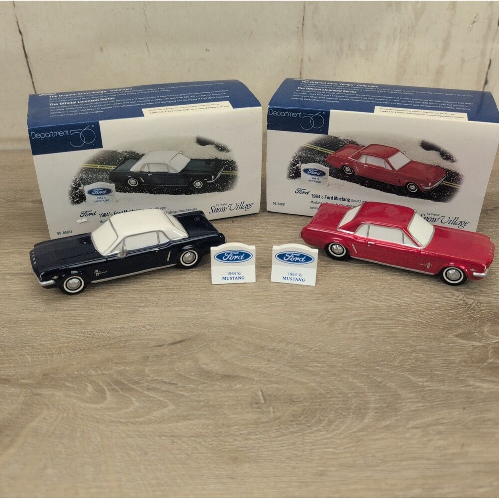 Lot Of 2 DEPT 56 1964 1/2 FORD MUSTANG 54951 CAR SNOW VILLAGE CHRISTMAS